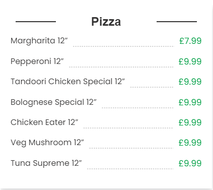 Pizza-Menu