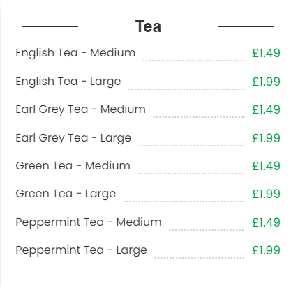 Tea-Menu